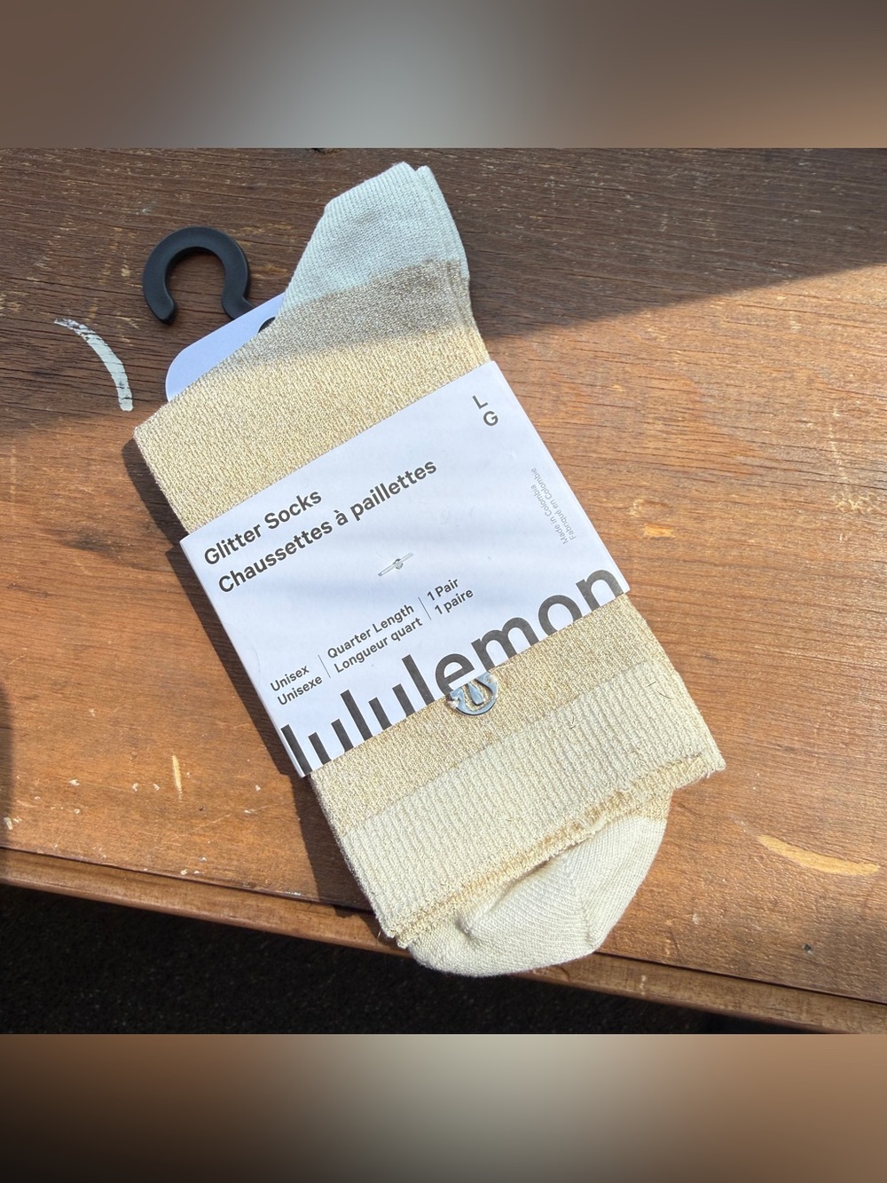 lululemon athletica Glitter Quarter Socks in Gold L